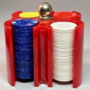 BO20 Mini red bakelite poker chip holder
